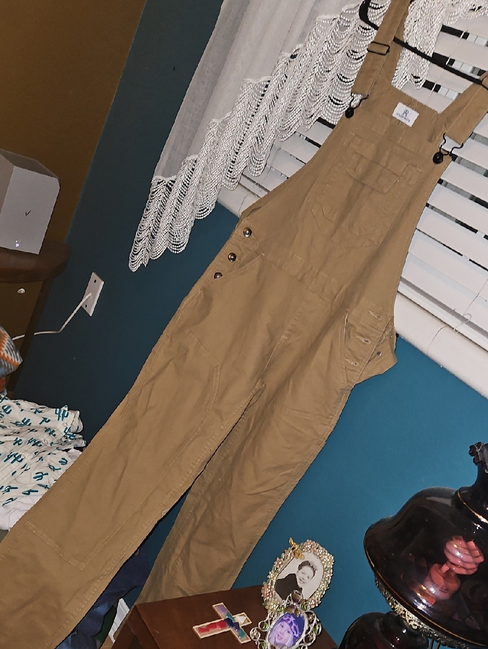 Casual Tan Cotton Utility Overalls
